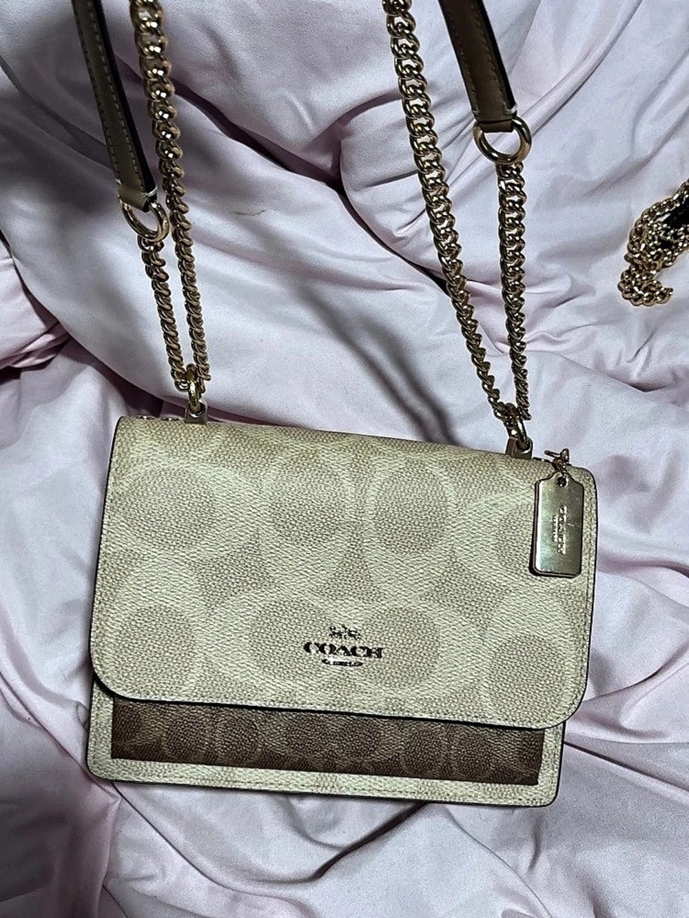 COACH  Bag In Signature Canvas Beige & Brown Crossbody